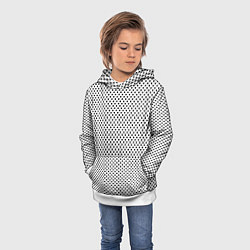 Толстовка-худи детская Белый в маленький чёрный квадрат, цвет: 3D-белый — фото 2