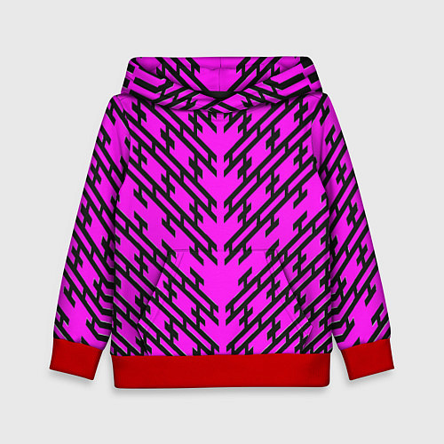 Детская толстовка Чёрные полосы на розовом фоне / 3D-Красный – фото 1