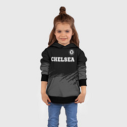 Толстовка-худи детская Chelsea sport на темном фоне посередине, цвет: 3D-черный — фото 2