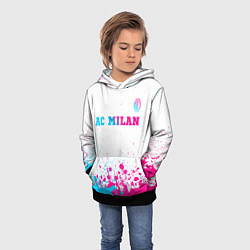 Толстовка-худи детская AC Milan neon gradient style посередине, цвет: 3D-черный — фото 2