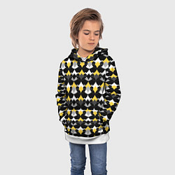 Толстовка-худи детская Желто черный с белым геометрический узор, цвет: 3D-белый — фото 2