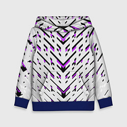 Толстовка-худи детская Black and purple stripes on a white background, цвет: 3D-синий