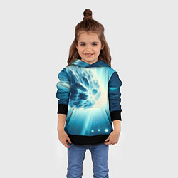 Толстовка-худи детская Неоновая комета - нейросеть, цвет: 3D-черный — фото 2