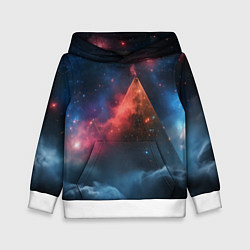 Толстовка-худи детская Космическая абстракция пирамида, цвет: 3D-белый