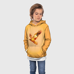 Толстовка-худи детская Орел с пейзажем на закате двойная экспозиция, цвет: 3D-белый — фото 2