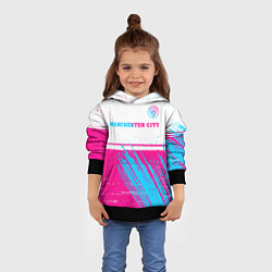 Толстовка-худи детская Manchester City neon gradient style посередине, цвет: 3D-черный — фото 2