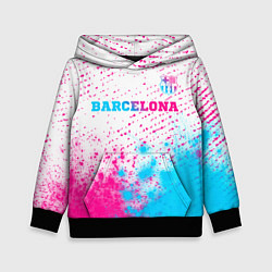 Толстовка-худи детская Barcelona neon gradient style посередине, цвет: 3D-черный