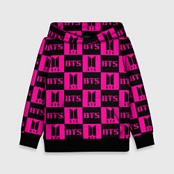 Толстовка-худи детская BTS pattern pink logo, цвет: 3D-черный