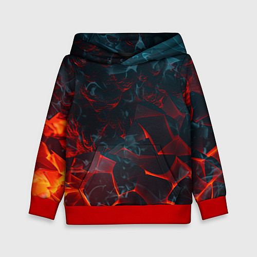 Детская толстовка Темная абстракция с разломом красных плит / 3D-Красный – фото 1