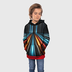 Толстовка-худи детская Неоновый путь из труб, цвет: 3D-красный — фото 2