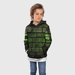 Толстовка-худи детская Зеленые неоновые кирпичи, цвет: 3D-белый — фото 2