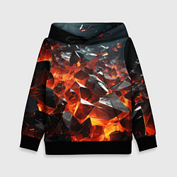 Толстовка-худи детская Взрыв камней в красном неоне, цвет: 3D-черный