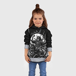 Толстовка-худи детская Кричащий самурай и огромный монстр, цвет: 3D-меланж — фото 2