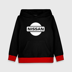 Толстовка-худи детская Nissan logo white, цвет: 3D-красный