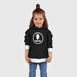 Толстовка-худи детская Saab avto logo, цвет: 3D-белый — фото 2