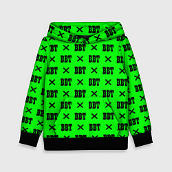 Толстовка-худи детская BBT logo green steel, цвет: 3D-черный