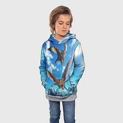 Толстовка-худи детская Летающие тигрята, цвет: 3D-меланж — фото 2