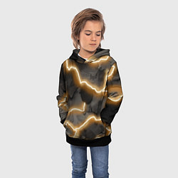 Толстовка-худи детская Электрический удар молнии паттерн, цвет: 3D-черный — фото 2