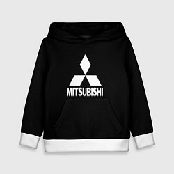 Толстовка-худи детская Mitsubishi logo white, цвет: 3D-белый