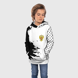 Толстовка-худи детская Россия герб звёзды в красках, цвет: 3D-белый — фото 2