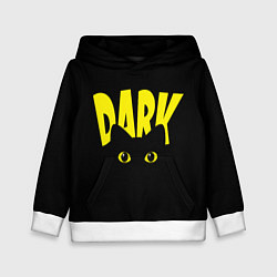 Толстовка-худи детская Черный кот светящиеся глаза - dark, цвет: 3D-белый