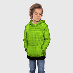 Толстовка-худи детская Ярко-зелёный в маленькие чёрные полоски, цвет: 3D-черный — фото 2