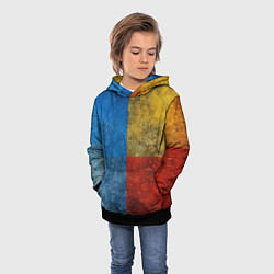 Толстовка-худи детская Синий жёлтый красный в крапинку, цвет: 3D-черный — фото 2