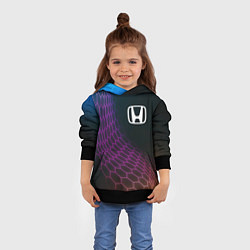 Толстовка-худи детская Honda neon hexagon, цвет: 3D-черный — фото 2