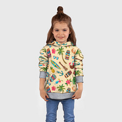 Толстовка-худи детская Vacation travel и тотемы индейцев, цвет: 3D-меланж — фото 2