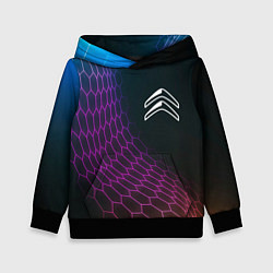Толстовка-худи детская Citroen neon hexagon, цвет: 3D-черный