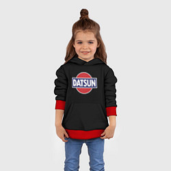 Толстовка-худи детская Datsun logo, цвет: 3D-красный — фото 2