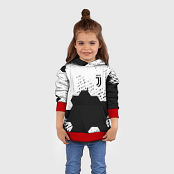 Толстовка-худи детская Juventus hexagon black sport, цвет: 3D-красный — фото 2