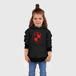 Толстовка-худи детская BMW red logo, цвет: 3D-черный — фото 2