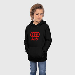 Толстовка-худи детская Audi red logo, цвет: 3D-черный — фото 2