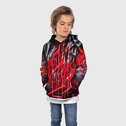 Толстовка-худи детская Красно-белая абстракция, цвет: 3D-белый — фото 2
