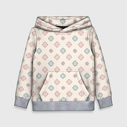 Толстовка-худи детская Винтажный орнамент на светлом фоне, цвет: 3D-меланж
