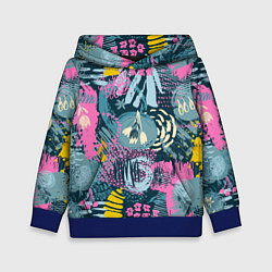 Толстовка-худи детская Акварельная абстракция узор, цвет: 3D-синий