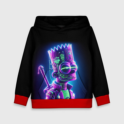 Детская толстовка Bart Simpson cyber ninja - neon glow / 3D-Красный – фото 1