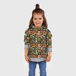 Толстовка-худи детская Африканские паттерн животные, цвет: 3D-меланж — фото 2