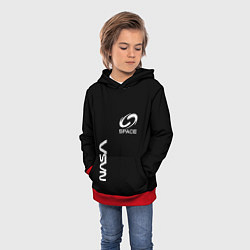 Толстовка-худи детская Nasa space logo white, цвет: 3D-красный — фото 2
