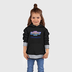 Толстовка-худи детская Chevrolet logo neon, цвет: 3D-меланж — фото 2