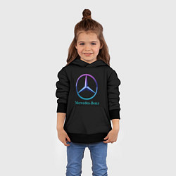 Толстовка-худи детская Mercedes neon logo, цвет: 3D-черный — фото 2