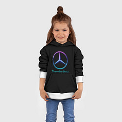 Толстовка-худи детская Mercedes neon logo, цвет: 3D-белый — фото 2