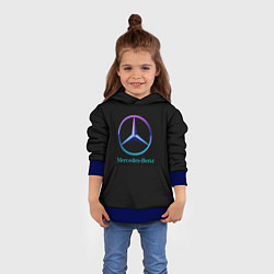 Толстовка-худи детская Mercedes neon logo, цвет: 3D-синий — фото 2