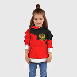 Толстовка-худи детская Россия красные краски, цвет: 3D-белый — фото 2