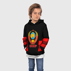 Толстовка-худи детская СССР геометрия красный, цвет: 3D-белый — фото 2