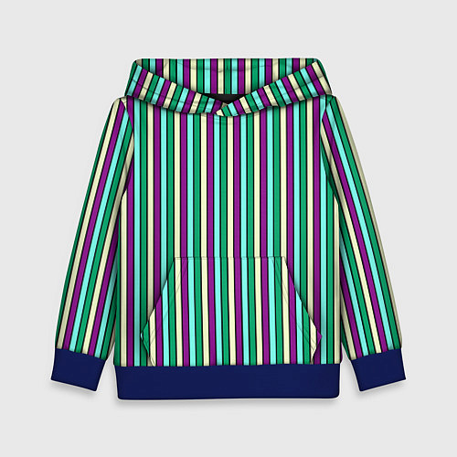 Детская толстовка Фиолетово-зелёный полосатый / 3D-Синий – фото 1
