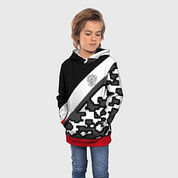 Толстовка-худи детская Россия камуфляж текстура, цвет: 3D-красный — фото 2