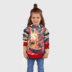 Толстовка-худи детская Cat and ramen, цвет: 3D-красный — фото 2