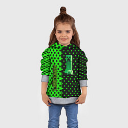 Толстовка-худи детская Minecraft creeper pattern, цвет: 3D-меланж — фото 2